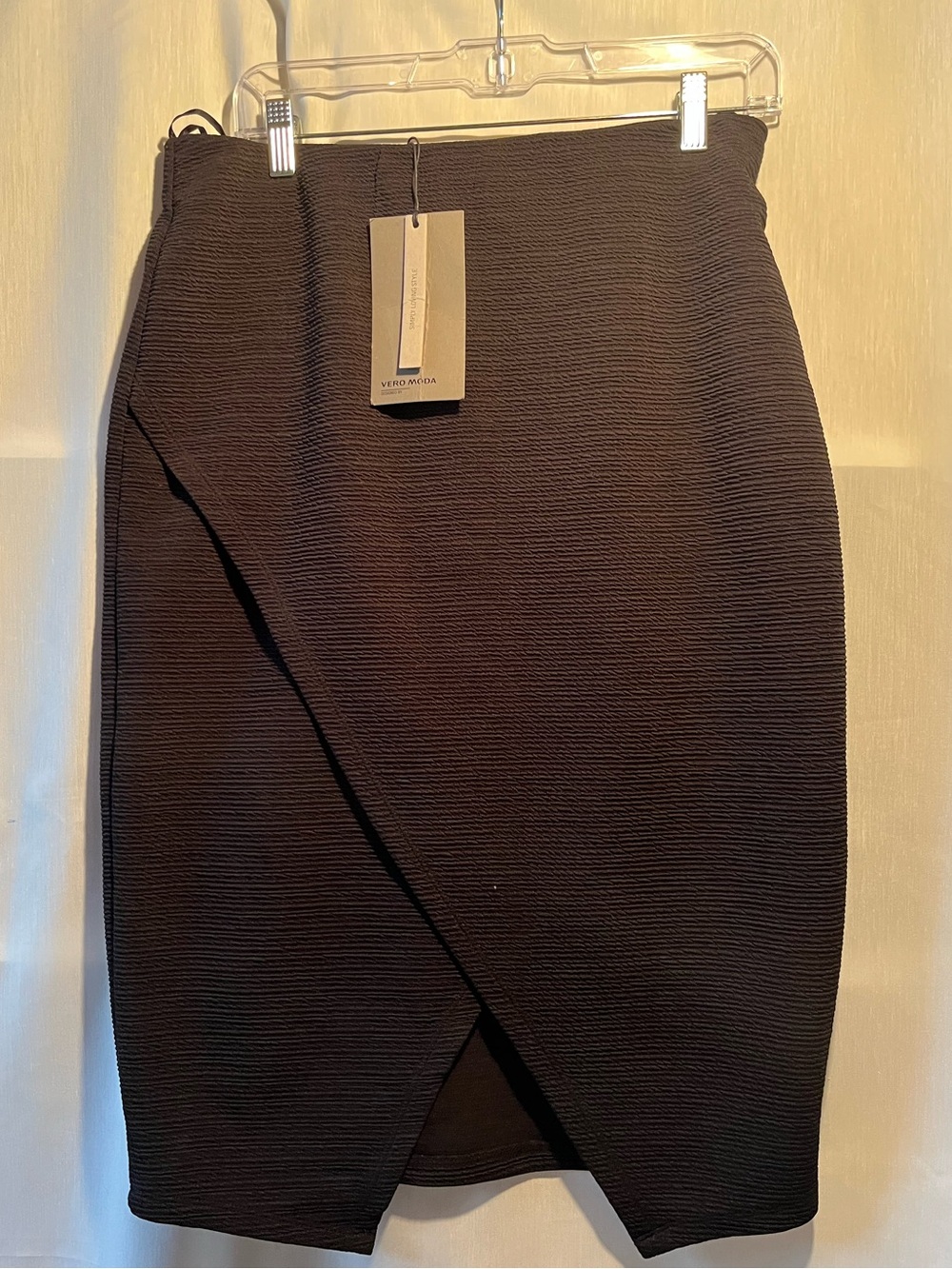 Vero Moda Dark Brown Ribbed Wrap Pencil Skirt
